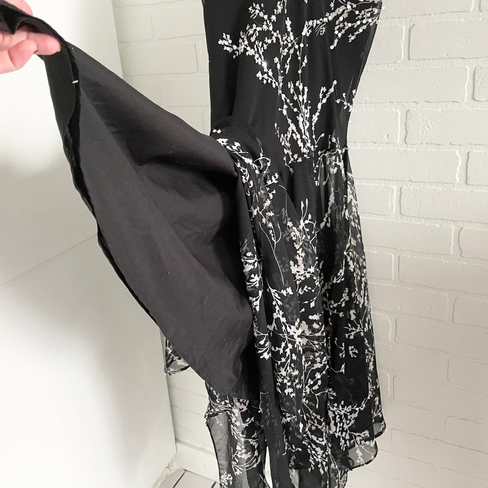 Vintage Sequin Hanky Hem Prom Dress Dark Fairy Black Silver Sz L - Picture 8 of 12